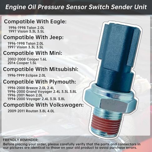 5149098AA Engine Oil Pressure Sensor Switch Sender Unit Compatible with Dodge Neon Nitro Replacement for Chrysler 300 Cirrus Concorde Pacifica Sebring for Wrangler Replaces 4608303AB 4609026 4687649 in Kuwait