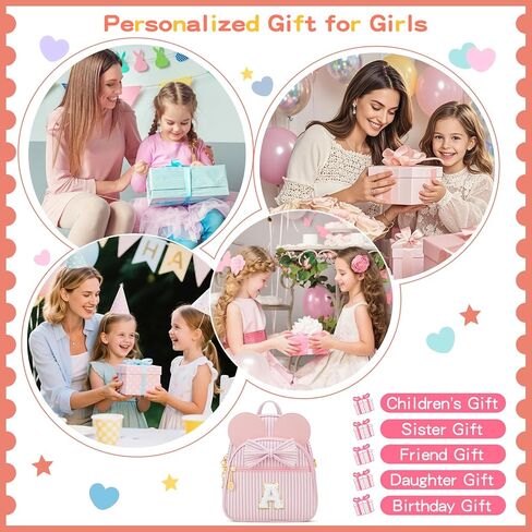 Personalized Birthday Gift for Toddler Girls, Small Initial Backpack Purse for Little Girl, Cute Mini Purse for 3-10 Years Old Kids,Pink A in Saudi Arabia