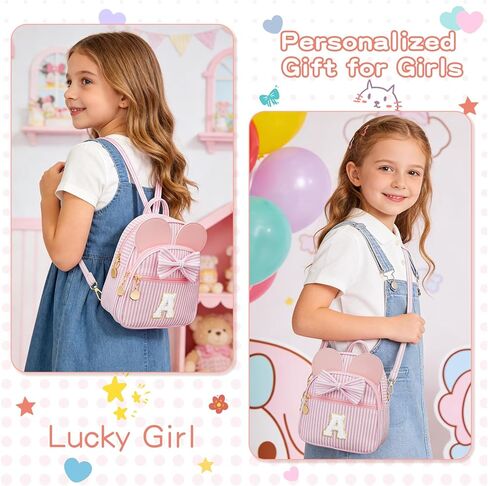 Personalized Birthday Gift for Toddler Girls, Small Initial Backpack Purse for Little Girl, Cute Mini Purse for 3-10 Years Old Kids,Pink A in Saudi Arabia