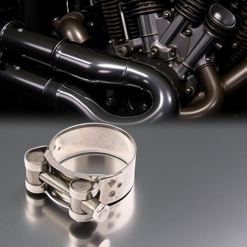 2Pcs Exhaust Clamp Stainless Steel Exhaust Band Clamp Replacement for Motorcycle Water Hose Car Automotive Replacement Exhaust Clamps (48-51mm) in Kuwait