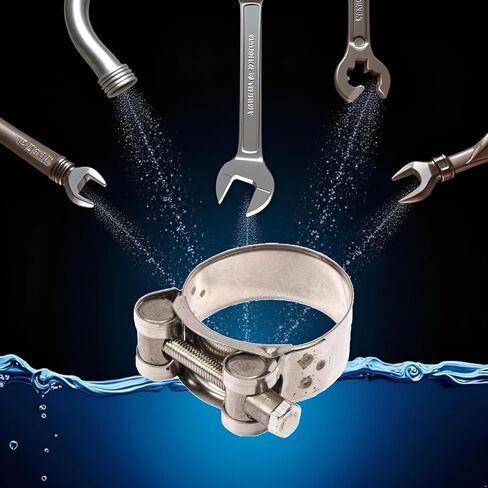 2Pcs Exhaust Clamp Stainless Steel Exhaust Band Clamp Replacement for Motorcycle Water Hose Car Automotive Replacement Exhaust Clamps (48-51mm) in Kuwait