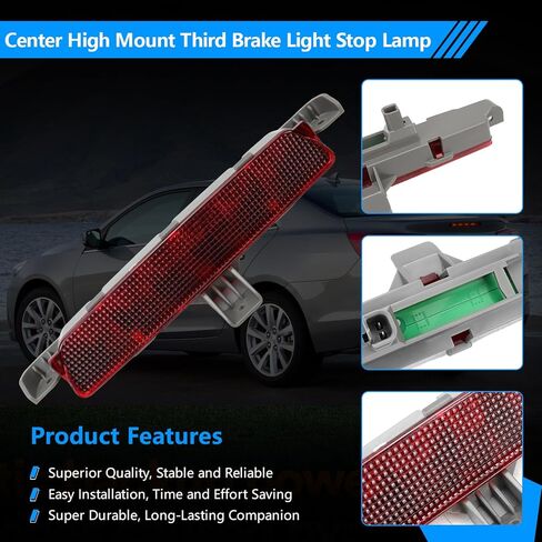 Center High Mount Third Brake Light Stop Lamp Compatible with Chevy Malibu 2008 2009 2010 2011 2012 Red Lens Replace 923-289 15271122 in Saudi Arabia