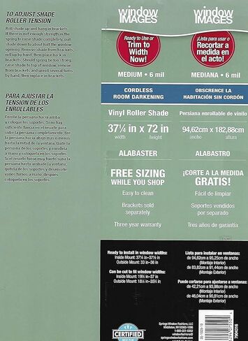 ستائر للنوافذ من الفينيل - ستائر دوارة من الفينيل سهلة التركيب للنوافذ الداخلية - تحجب الضوء والأشعة فوق البنفسجية، حرارية، قابلة للسحب للأسفل وللأعلى (المرمر، 37.25 عرض × 72 طول) in Kuwait