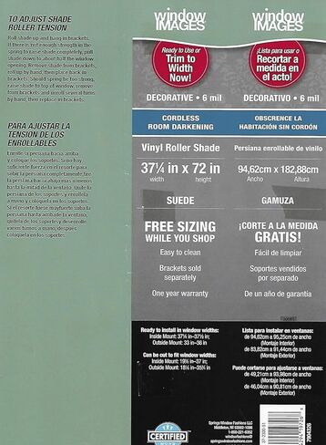 ستائر للنوافذ من الفينيل - ستائر دوارة من الفينيل سهلة التركيب للنوافذ الداخلية - تحجب الضوء والأشعة فوق البنفسجية، حرارية، قابلة للسحب للأسفل وللأعلى (المرمر، 37.25 عرض × 72 طول) in Kuwait