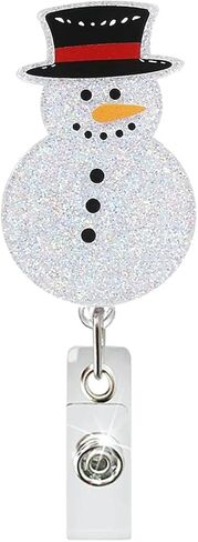 Christmas Badge Reel Acrylic Retractable Snowflake Badge Clip with 360° Rotating ID Card Holder Christmas Snowflake Badge Reel Designs Glitter Holiday ID Badge Holder for Nurses Doctors Teachers 1pack in Saudi Arabia