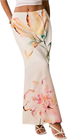 تنورة نسائية طويلة من GORGLITTER تنورة بوهو بخصر منخفض على شكل حرف A تنانير طويلة عصرية عصرية in Kuwait