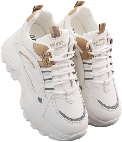 Lightweight Thick-Soled Women's Casual Sports Shoes - Soft and Skin-Friendly Interior, PU Upper. Suitable for Daily Outdoor Activities and Casual wear. in Saudi Arabia