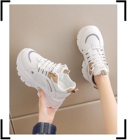 Lightweight Thick-Soled Women's Casual Sports Shoes - Soft and Skin-Friendly Interior, PU Upper. Suitable for Daily Outdoor Activities and Casual wear. in Saudi Arabia