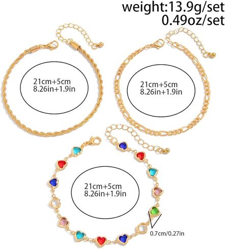 5-Piece Anklet Chain Set for Women - Bohemian Beach Crystal Chain & Cherry Drip Oil Anklets, Minimalist Metal Wheat Braid Foot Jewelry for Summer Vacation Festival in Kuwait