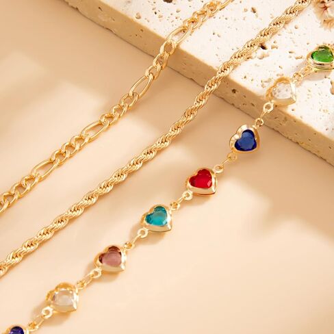 5-Piece Anklet Chain Set for Women - Bohemian Beach Crystal Chain & Cherry Drip Oil Anklets, Minimalist Metal Wheat Braid Foot Jewelry for Summer Vacation Festival in Kuwait