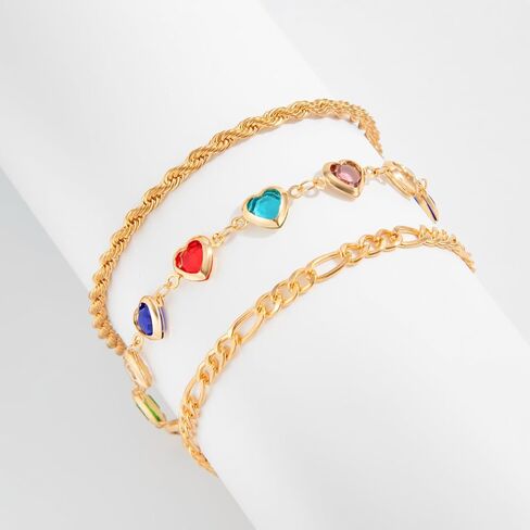 5-Piece Anklet Chain Set for Women - Bohemian Beach Crystal Chain & Cherry Drip Oil Anklets, Minimalist Metal Wheat Braid Foot Jewelry for Summer Vacation Festival in Kuwait