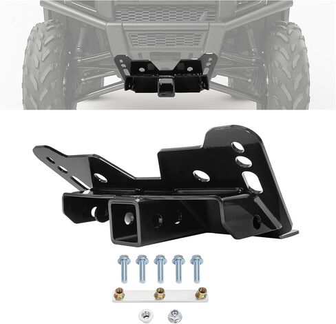 Lower Front Trailer Hitch Compatible with 2010-2023 Polaris Ranger 400/500 / 800 Midsize & 2009-2024 Polaris Ranger 570/700 / 800/900 Full-Size Black Receiver Hitch Steel Powder Coated in Saudi Arabia