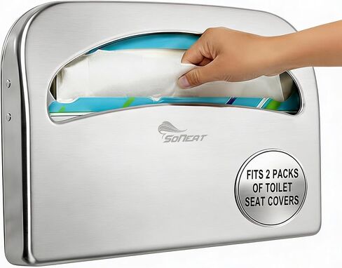 موزع غطاء مقعد المرحاض - يحمل 500 ورقة من أغطية مقاعد المرحاض للاستعمال مرة واحدة، حامل غطاء مقعد من بلاستيك ABS شديد التحمل للاستخدام التجاري والسكني، أسود in Kuwait