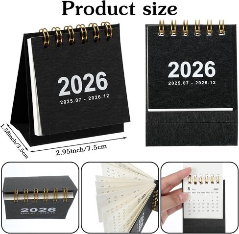 Mini Desk Calendar 2026, 2PCS Standing Flip Small Calendar, Portable Monthly Desktop Calendar for Home, Office, School (Black, White) in Saudi Arabia