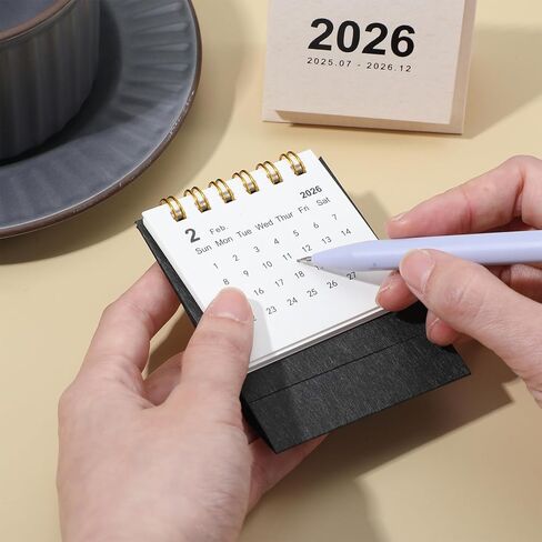 Mini Desk Calendar 2026, 2PCS Standing Flip Small Calendar, Portable Monthly Desktop Calendar for Home, Office, School (Black, White) in Saudi Arabia