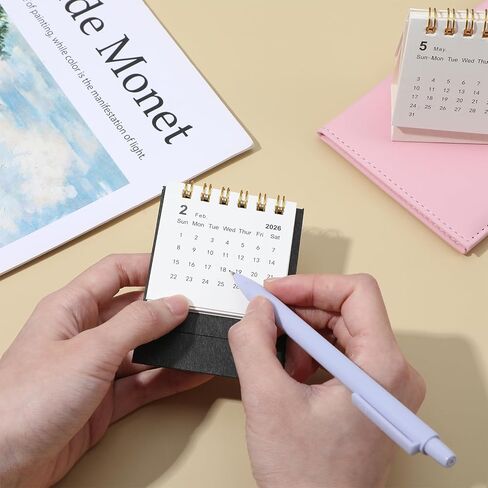 Mini Desk Calendar 2026, 2PCS Standing Flip Small Calendar, Portable Monthly Desktop Calendar for Home, Office, School (Black, White) in Saudi Arabia