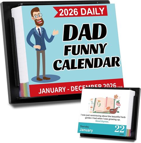 تقويم مكتب 2026 - نكت تقويم الأب، 5.91 بوصة × 4.92 بوصة تقويمات أبي فووني 2026 مع أكثر من 360 نكتة يومية، هدية مضحكة للأب، هدايا مضحكة للفيل الأبيض، هدايا عيد الميلاد المضحكة in Saudi Arabia