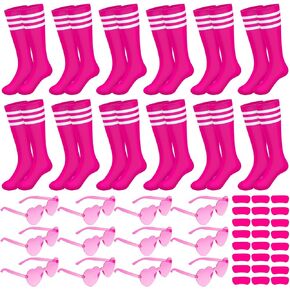 36 Pcs Women Knee High Socks Set 12 Pink Softball Socks 12 Eye Stickers 12 Sunglasses Sport Accessories for Youth Women Adult Sports Party Supplies in Saudi Arabia