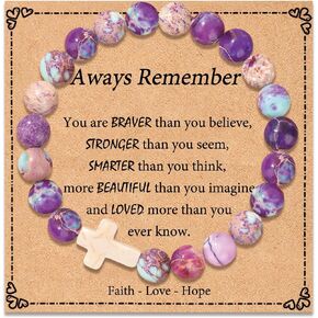 الحجر الطبيعي الصليب سوار أساور المجوهرات لأفكار الهدايا في سن المراهقة في سن المراهقة، أول هدايا عيد ميلاد المعمودية المسيحية للفتيات المراهقات in Kuwait