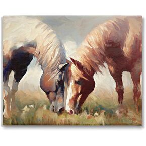 Stupell Industries Grazing Horse Pair Canvas Wall Art by Ramona Murdock in Kuwait
