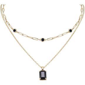 Gold Layered Pendant Necklaces for Women 14k Gold Plated Crystal Choker Paperclip Rhinestone Necklace for Party Prom Jewelry in Saudi Arabia