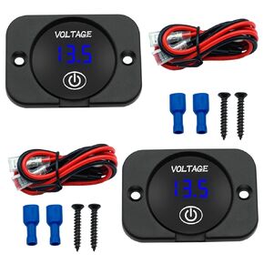 Battery Voltage Gauge DC 12V 24V Red Light, LED Digital Display Voltmeter Gauge Panel, Waterproof Voltage Meter with Touch Switch for Boat Marine ATV Car Motorcycle Truck Boat RV (2 PCS) in Saudi Arabia