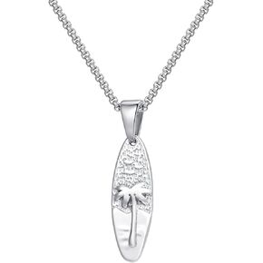 Kemstone Men’s Stainless Steel Palm Tree Necklace – Oval Pendant Jewelry for Vacation & Beach Style in Kuwait