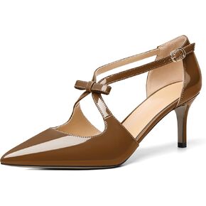 AUMOTED Women Criss Cross Heels Pointed Toe Low Heel Pumps Patent Fashion Dress Shoes for Casual Work US Size 5-13 in Saudi Arabia