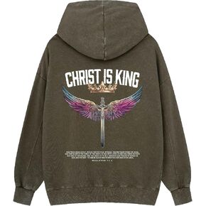 Graphic Hoodies For Men Women Unisex Washed Hoodie Oversized Sweatshirt Wing With Sword in Saudi Arabia