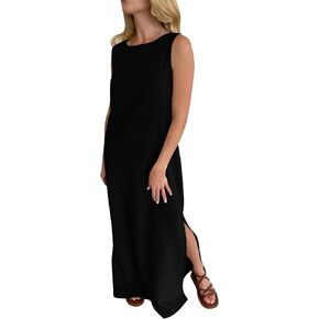Linen Dresses for Women 2026 Casual Summer Boho Dress Flowy Sundress Spaghetti Strap Sleeveless Beach Maxi Dresses in Saudi Arabia