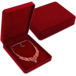2 Packs Jewelry Set Wine Red Velvet Box Necklace Earring Ring Necklace Bracelet Gift Display Case Wedding Jewelry Storage Holder(Jewelry Not Contained in Kuwait