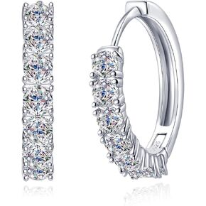Moissanite Earrings, 925 Sterling Silver Huggie Hoop Earrings for Women, Hypoallergenic Moissanite Jewelry, D Color VVS1, Dainty Diamond Birthday Gift in Saudi Arabia