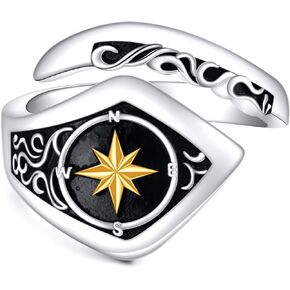 Sterling Silver Spoon Ring Vintage Norse Thumb Rings Boho Adjustable Open Pirate Ring Jewelry Gifts for Women Men in Saudi Arabia