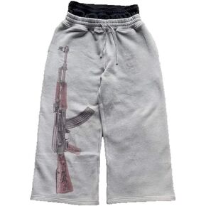 Double Waisted Sweatpants Graphic AK47 Y2k Baggy Sweatpants Men with Elastic Waisted Casual Wide Leg Pants Streetwear in Saudi Arabia