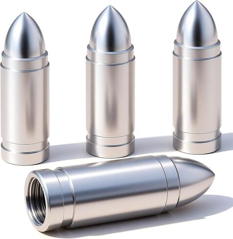 4PCS Bullet Style Tire Valve Stem Caps, Corrosion Resistant, Universal Aluminium Alloy Dustproof Tire Valve Stem Covers for Cars, SUV, Trucks, Bikes, Motorcycles, Bicycles(Black) in Kuwait