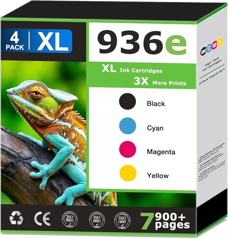 936XL 936e Ink Cartridges Compatible for HP 936 Ink Cartridges Combo Pack Work with HP Printer Officejet Pro 9110b 9120 9122e 9125e 9128e 9130b 9135e 9730e Printer Black Cyan Magenta Yellow (4 Pack) in Kuwait