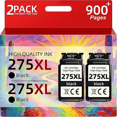 خراطيش حبر سوداء 275XL متوافقة مع خراطيش الحبر PG275 PG275XL المناسبة للطابعة TS3500 TS3520 TS3522 TR4720 TR4700 TR4722 (2 أسود) in Kuwait