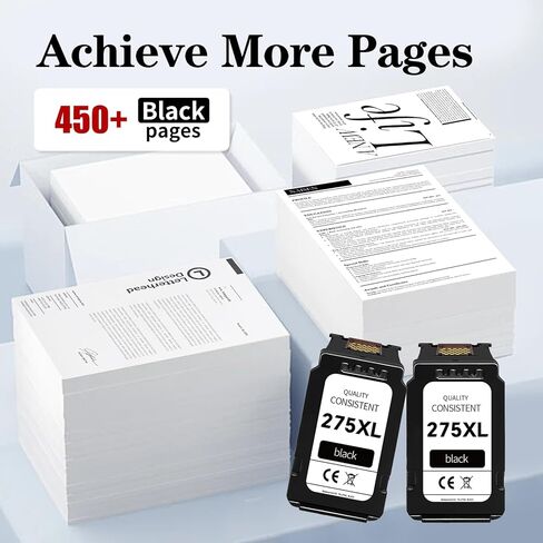 خراطيش حبر سوداء 275XL متوافقة مع خراطيش الحبر PG275 PG275XL المناسبة للطابعة TS3500 TS3520 TS3522 TR4720 TR4700 TR4722 (2 أسود) in Kuwait