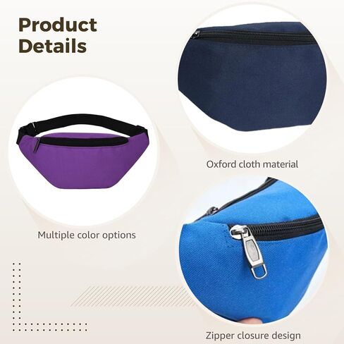12 Pcs Fanny Packs for Men and Women,Vibrant Colors, Waterproof Oxford Fabric, Adjustable Waist Pack for Running and Travel, Secure Zipper Pouch in Kuwait