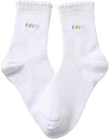 Newcotte Wifey Socks Bride Socks Embroidered for Wifey Gifts Wedding Engagement Newlywed Couple Party Decorations in Saudi Arabia