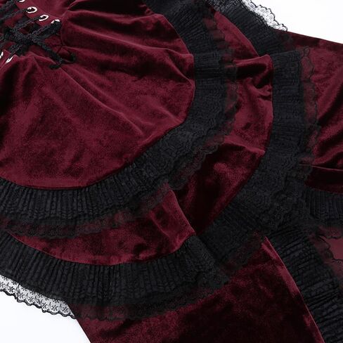 Gothic Dresses for Women Black Goth Dress Steam Punk Velvet Lace Patchwork Halter Dress in Saudi Arabia