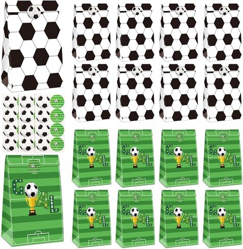 أكياس هدايا كرة القدم، 20 عبوة من أكياس الهدايا الورقية لكرة القدم مع ملصقات، حقائب هدايا لحفلات كرة القدم لأعياد ميلاد الأطفال، ويوم لعب كرة القدم، وحفلات استقبال المولود الجديد، والاحتفال باللعبة in Kuwait