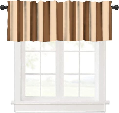 Check Valance Curtains Golden Brown Beige Black Plaid Retro Pattern Window Treatment Valance Short Curtains Rod Pocket Drape for Kitchen Cafe Dining Room Home Farmhouse Decor, 54x18inch in Kuwait