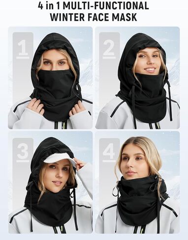 baleaf Balaclava Ski Mask Winter Water Resistant Face Mask for Women Men Cold Weather Gear Skiing Snowboarding Neck Gaiter Black in Saudi Arabia
