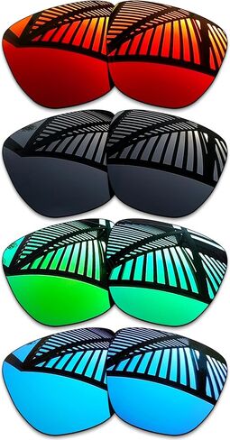 4 Pairs Replacement Lenses for Oakley Sylas XL OO9448 60mm Sunglasses - Solid Black+Emerald+Ice Blue+Fire Red in Saudi Arabia