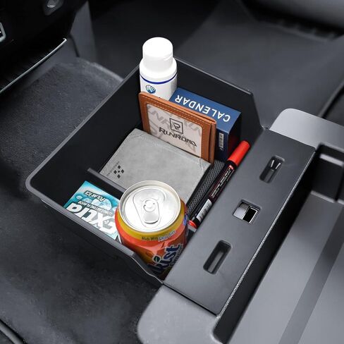 صينية تنظيم وحدة التحكم المركزية من RUNROAD متوافقة مع ملحقات 2015-2026 Ford F150 و2017-2026 F250 F350 F450، منظم تخزين تحت المقعد، حامل أكواب صينية مسند الذراع (40/20/40 مقعد القفز فقط) in Saudi Arabia