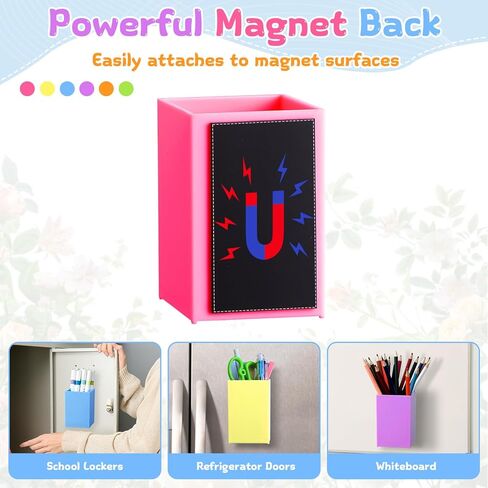 6 Pcs Classroom Magnetic Storage Boxes Magnetic Storage Containers Plastic Dry Erase Marker Holder Plastics Pen Holder for Refrigerator Whiteboard Home Office School Organizer Supply (Colorful) in Saudi Arabia