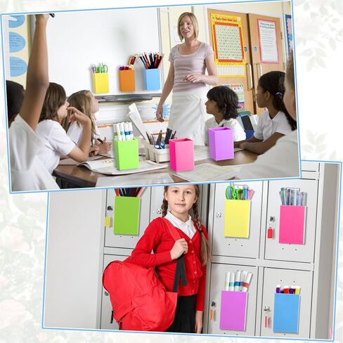6 Pcs Classroom Magnetic Storage Boxes Magnetic Storage Containers Plastic Dry Erase Marker Holder Plastics Pen Holder for Refrigerator Whiteboard Home Office School Organizer Supply (Colorful) in Saudi Arabia