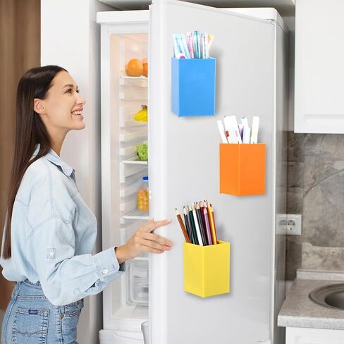 6 Pcs Classroom Magnetic Storage Boxes Magnetic Storage Containers Plastic Dry Erase Marker Holder Plastics Pen Holder for Refrigerator Whiteboard Home Office School Organizer Supply (Colorful) in Saudi Arabia