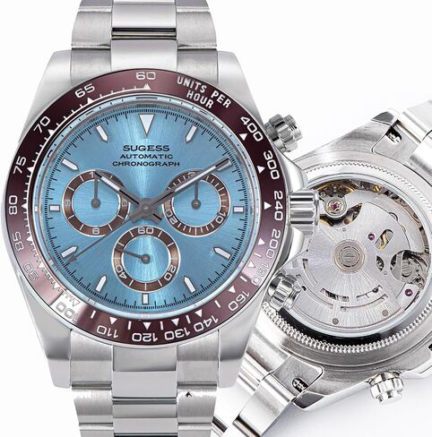 ساعة يد Sugess Chrono Racing 39mm 418-2 S418-2.006.E غطاء خلفي ميكانيكي أوتوماتيكي طاووس 41 جوهرة SL4801 كرونوغراف للرجال Seagull 1963 in Saudi Arabia